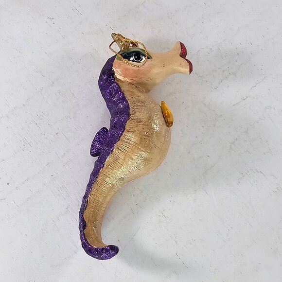 Katherine's Collection Jeweled Kissing Seahorse Christmas Ornament Purple Glitte - Picture 8 of 8